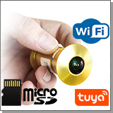 Беспроводной WI-FI IP видеоглазок-камера с облаком TUYA HDcom T204-8G (Gold)